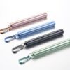 Four metal collapsible straws