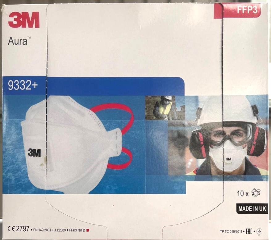 Box containing 3M face masks