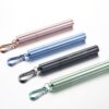 Four metal collapsible straws