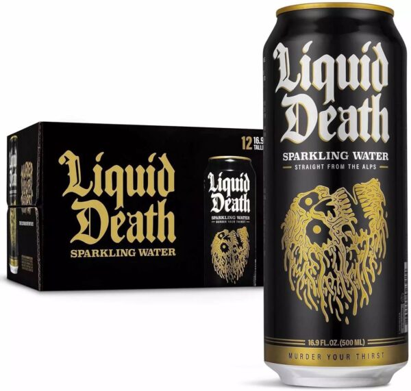 Liquid Death Sparkling Water Can And Box