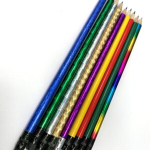 A variety of coloured HB pencils