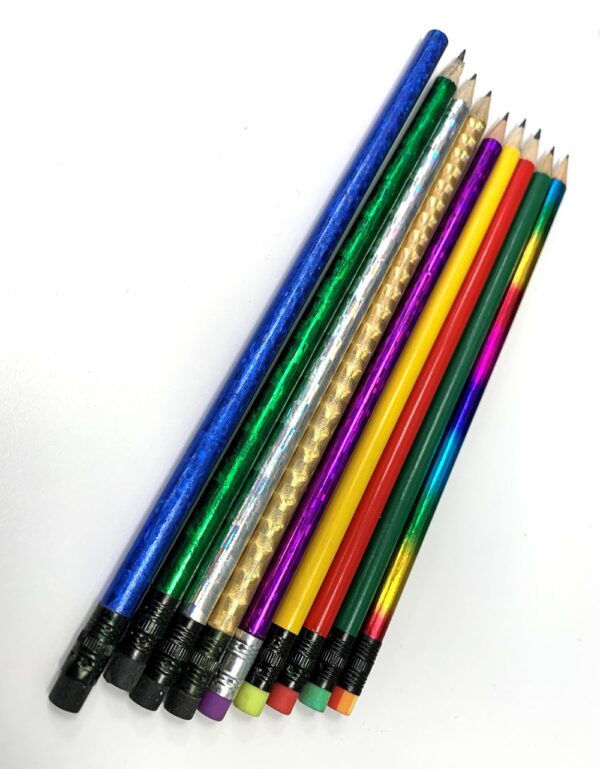 A variety of coloured HB pencils